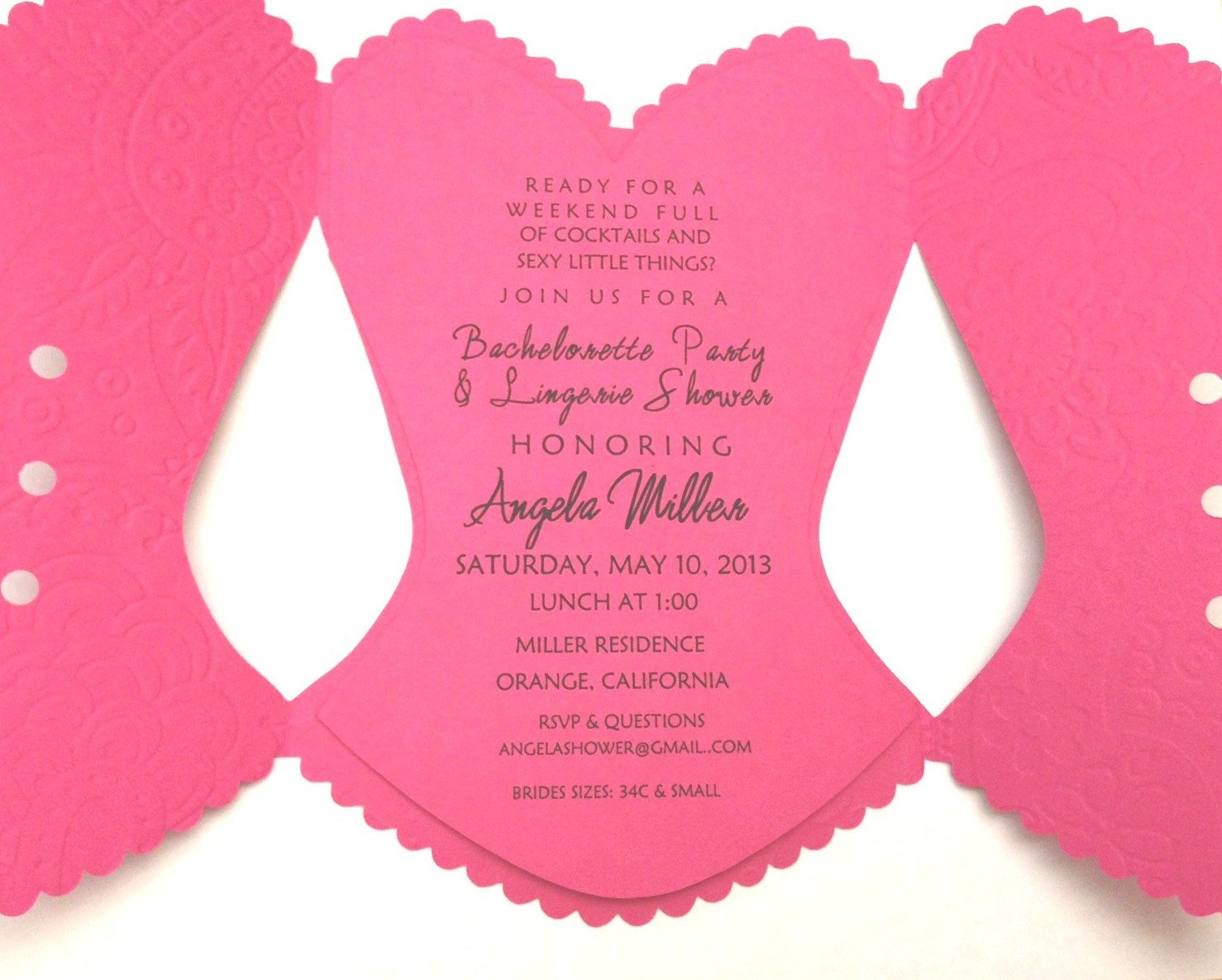Corset Invitation Template Free Corset Bridal Shower Bachelorette Invitation Pink with Lace