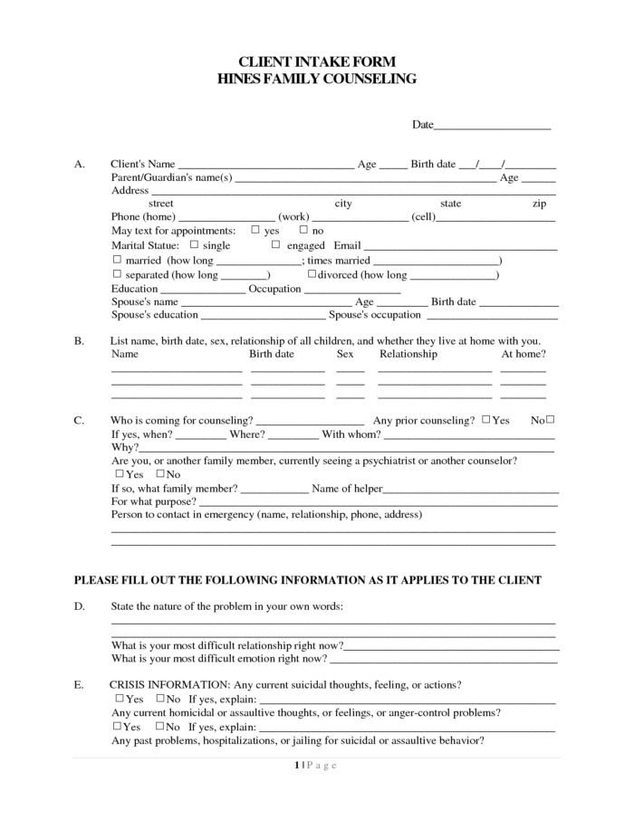 Counseling Intake form Template Employee Counseling form Template Microsoft Templates