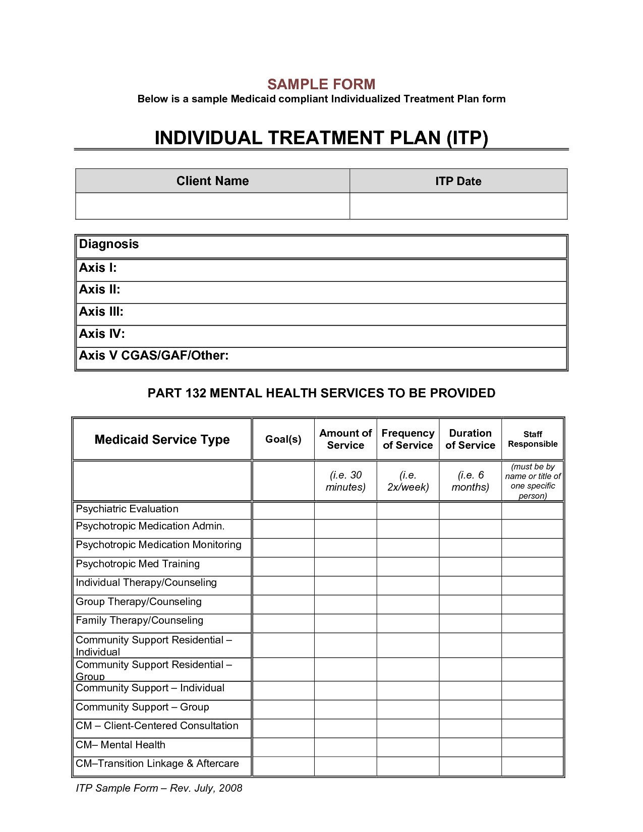 Counseling Treatment Plan Template 4 Free Treatment Plan Templates Excel Pdf formats