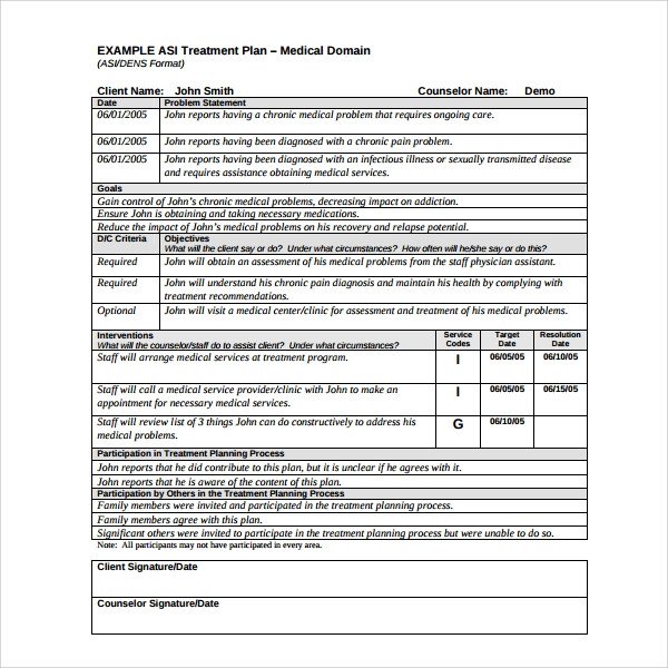 Counseling Treatment Plan Template Sample Treatment Plan Template 9 Free Documents In Pdf