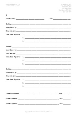Counseling Treatment Plan Template Treatment Goals for Marriage Counseling Spanish In 3