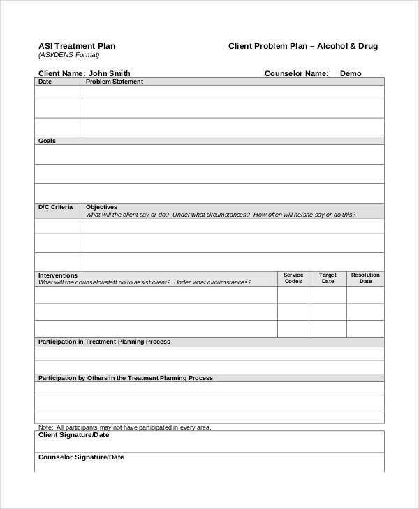 Counseling Treatment Plan Template Treatment Plan Examples 23 Samples In Google Docs Ms