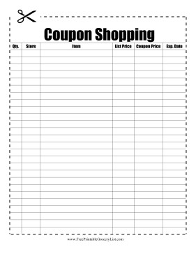 Coupon Binder Categories Template Printable Coupon Shopping List