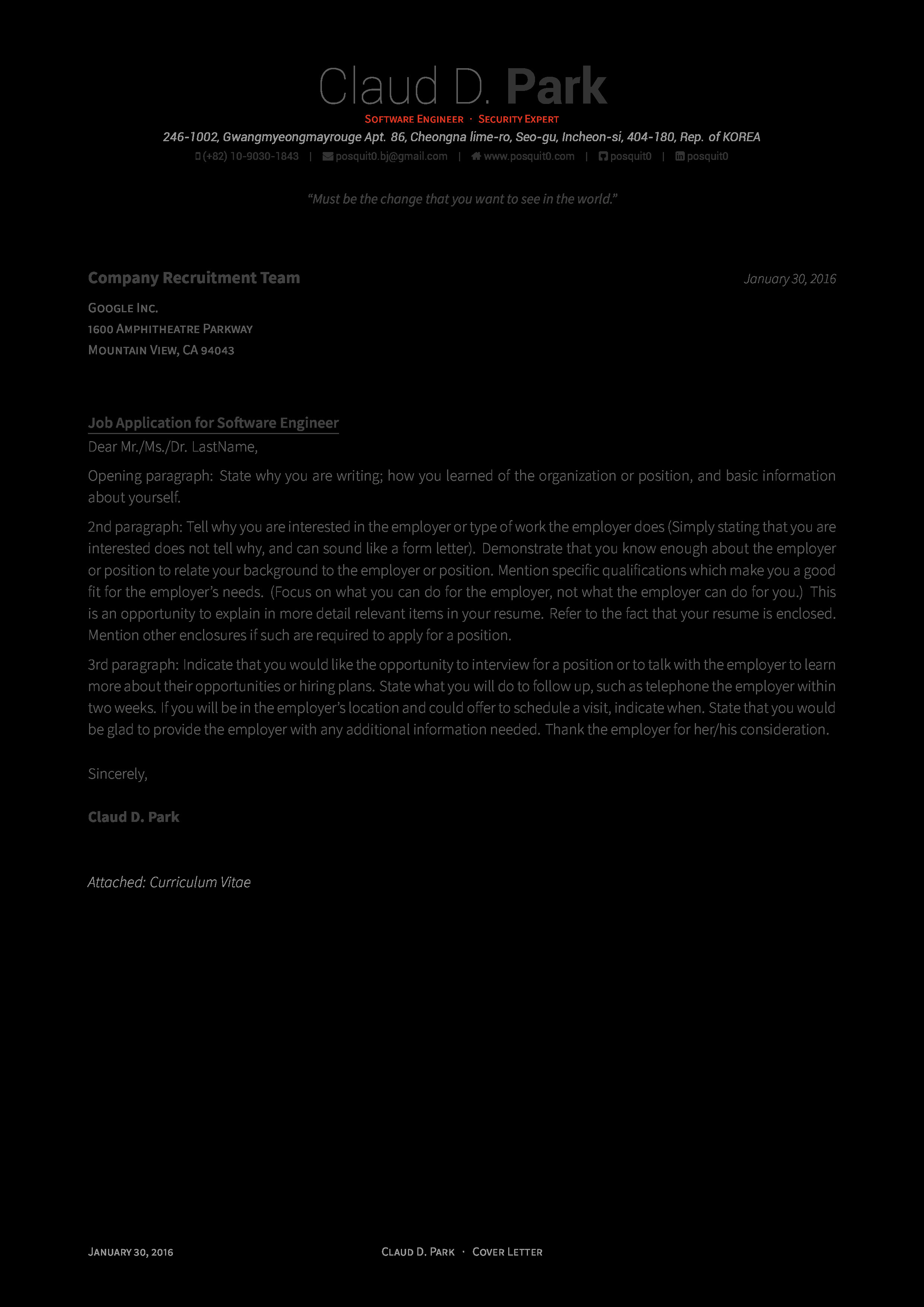 Cover Letter Latex Template Github Posquit0 Awesome Cv Awesome Cv is Latex Template