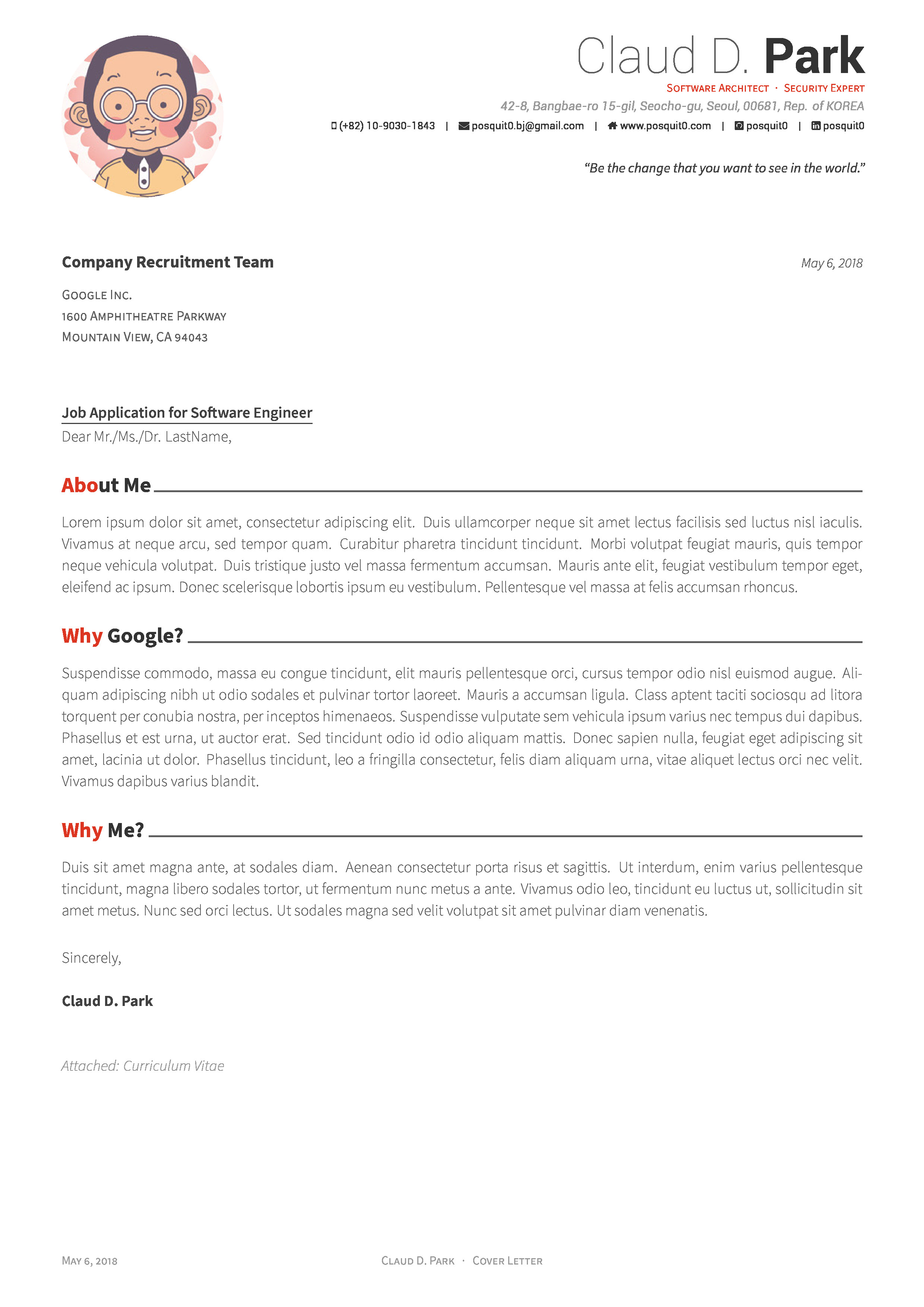Cover Letter Latex Template Github Posquit0 Awesome Cv Awesome Cv is Latex Template