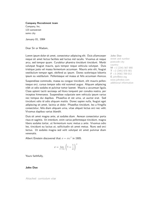 Cover Letter Latex Template Moderncv Oldstyle Latex Template Latex Line