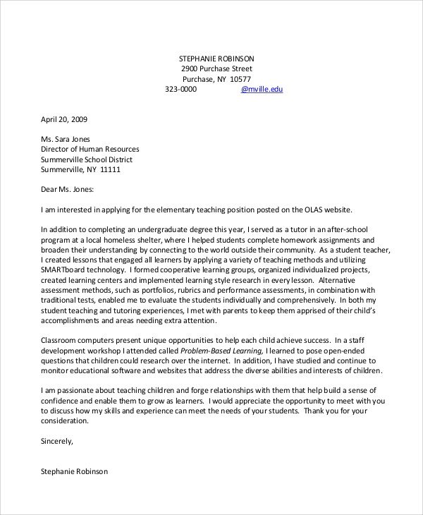 Cover Letter No Experience 8 Sample Teacher Cover Letters Pdf Word