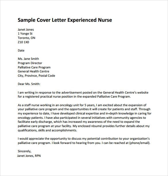 Cover Letter Template Pdf Nursing Cover Letter Template 9 Free Samples Examples