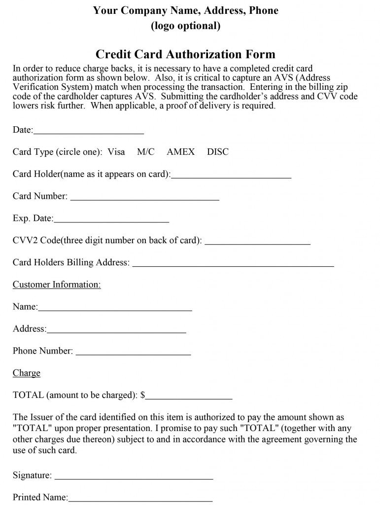 Credit Card Authorization Template How to Properly Craft A Credit Card Authorization form