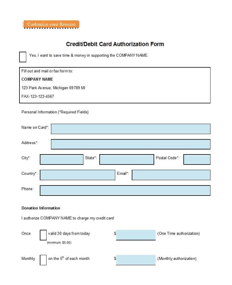 Credit Card form Template 41 Credit Card Authorization forms Templates Ready to Use