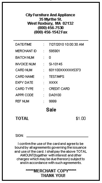 Credit Card Receipt Template Sales Printing Credit Card Receipt