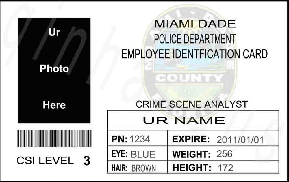 Csi Badge Template Ems to Usa Custom Personalized Ur Pic Us Csi Miami Dade