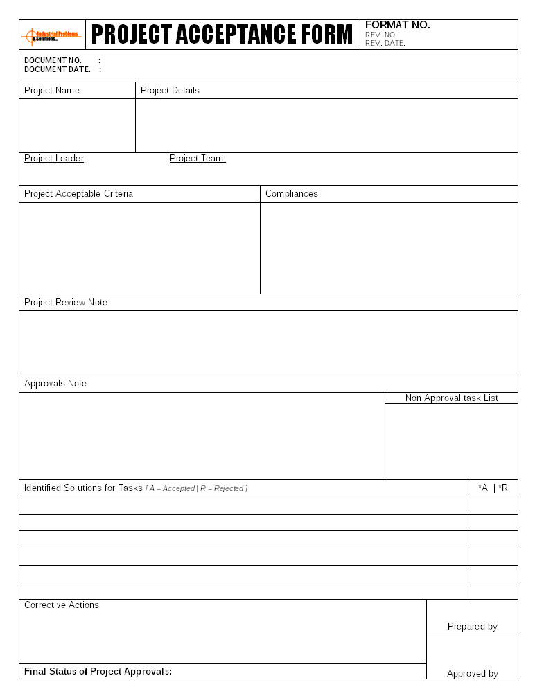 Customer Acceptance form Template Project Review and Acceptance Process