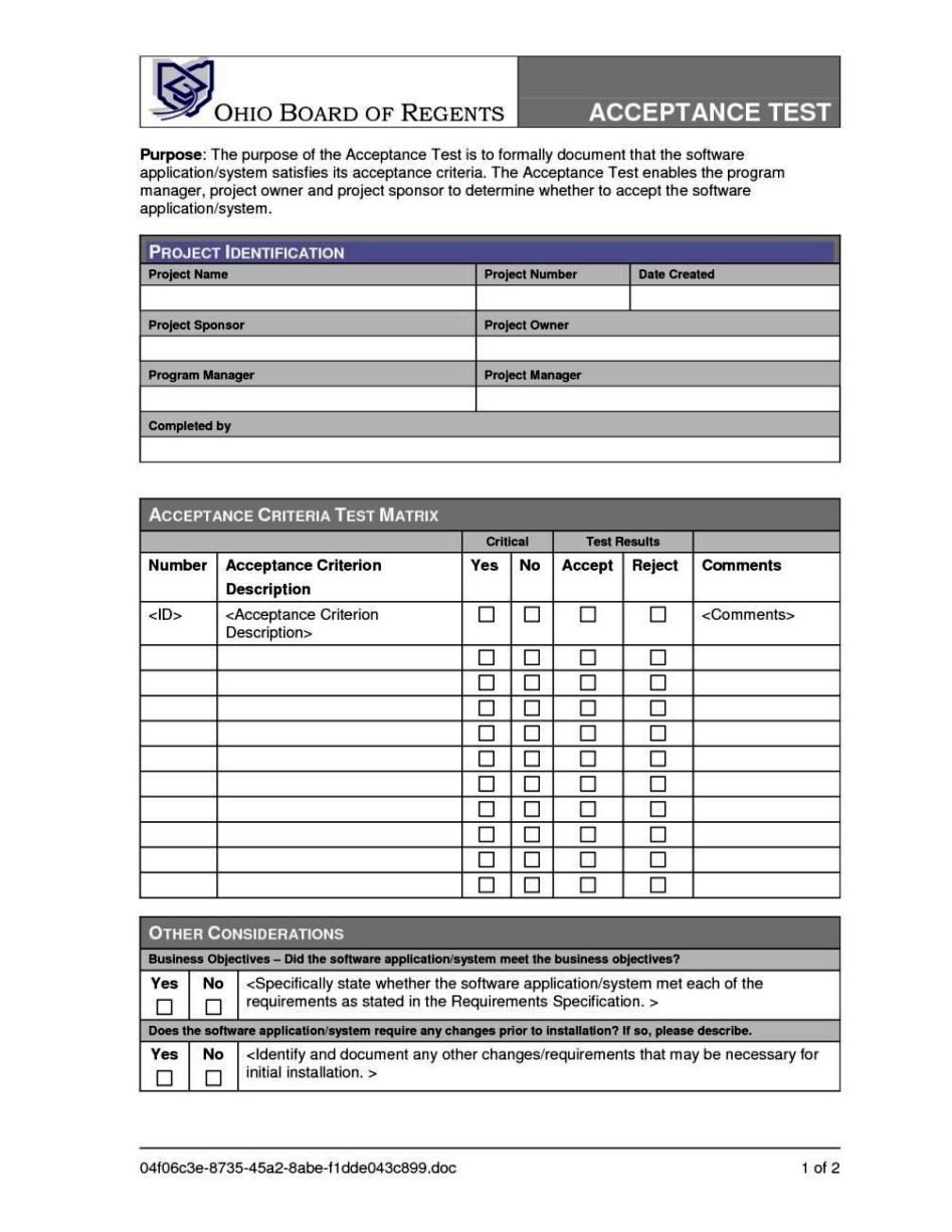 Customer Acceptance form Template User Acceptance form Template Sampletemplatess