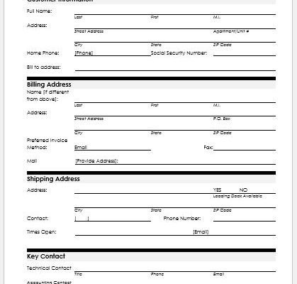 Customer Information form Template Client Detail form