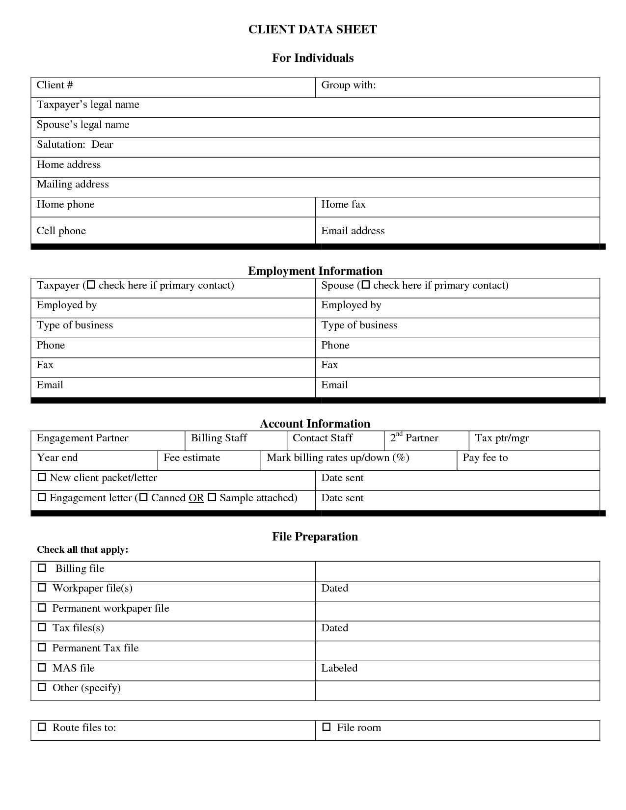 Customer Information form Template Free Personal Information forms