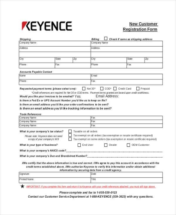 Customer Information form Template Registration form Templates