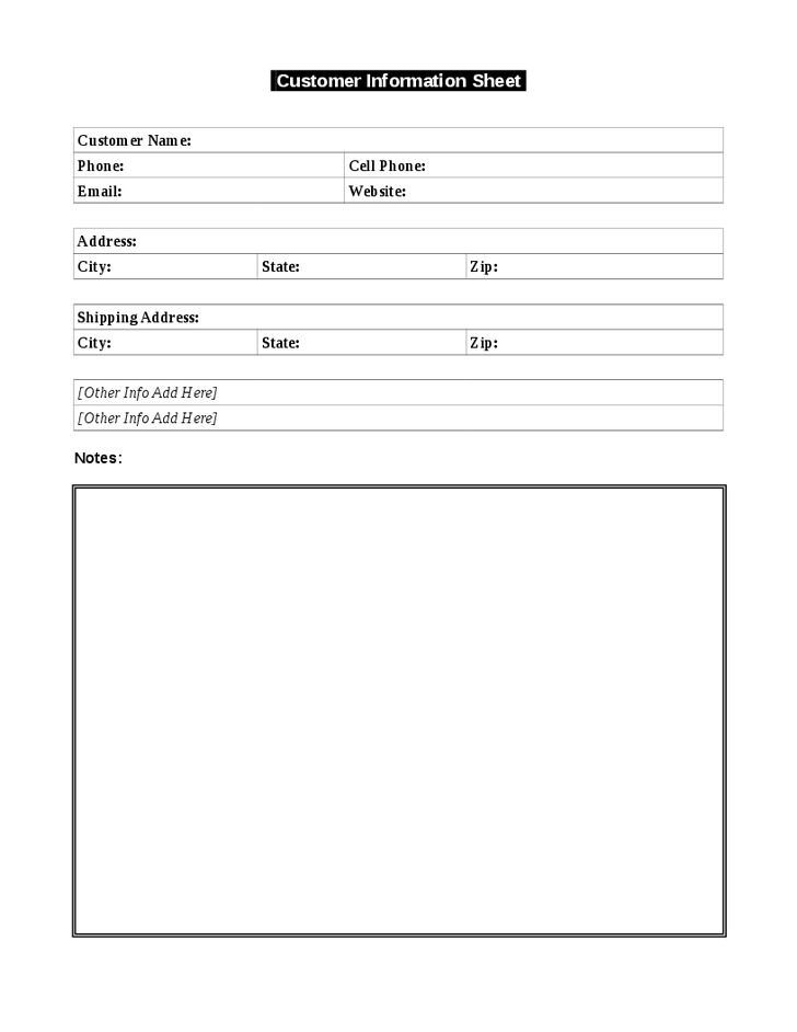 Customer Information form Template Use This Simple Customer Information Template to Keep A