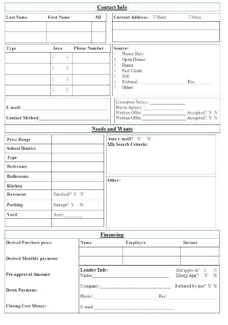 Customer Profile Template Excel Client Profile form Template Real Estate Client
