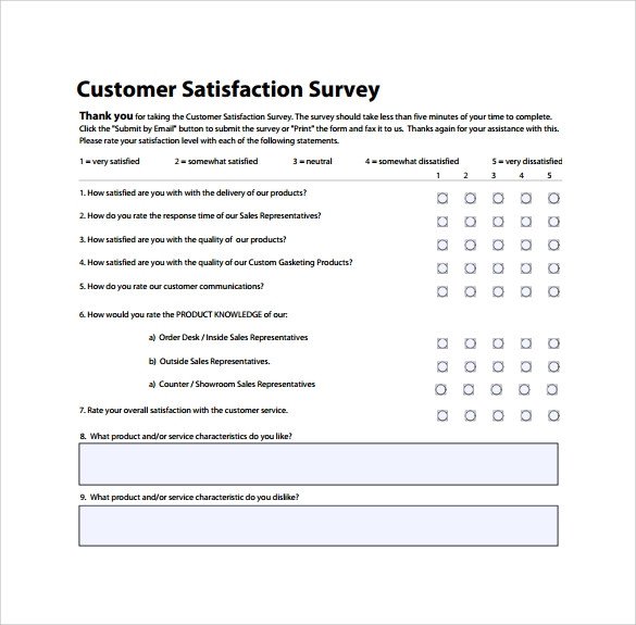 Customer Satisfaction Survey Template Word Customer Satisfaction Survey 14 Download Free Documents