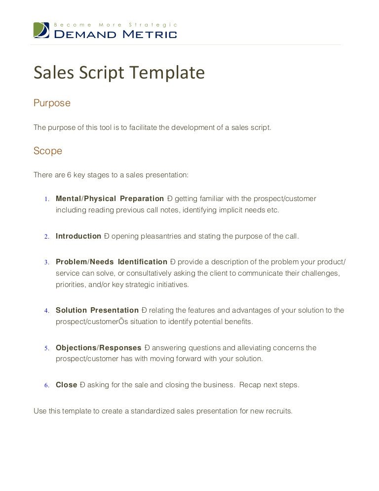 Customer Service Scripts Templates Sales Script Template