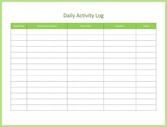 Daily Activity Log Template 5 Activity Log Templates to Keep Track Your Activity Logs