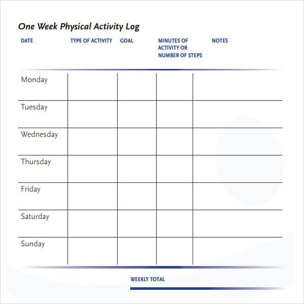 Daily Activity Log Template Activity Log Template – 12 Free Word Excel Pdf