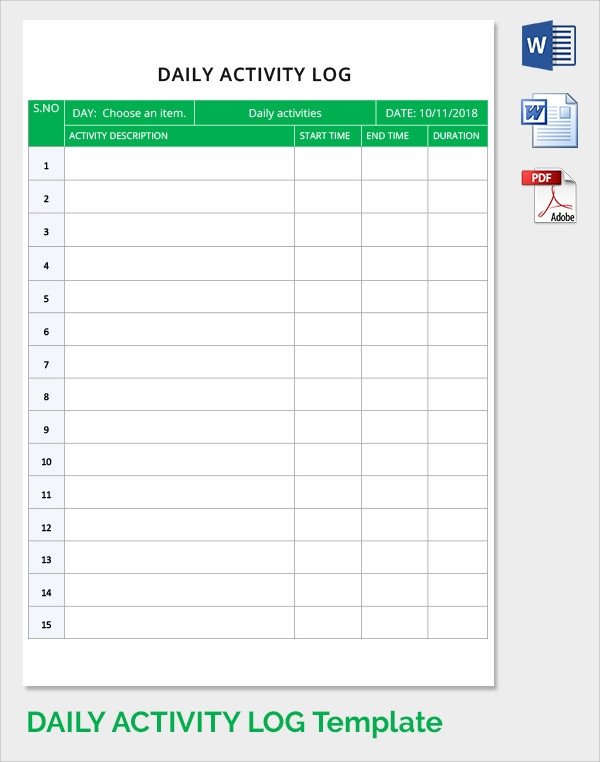 Daily Activity Log Template Sample Daily Work Report Template 22 Free Documents In