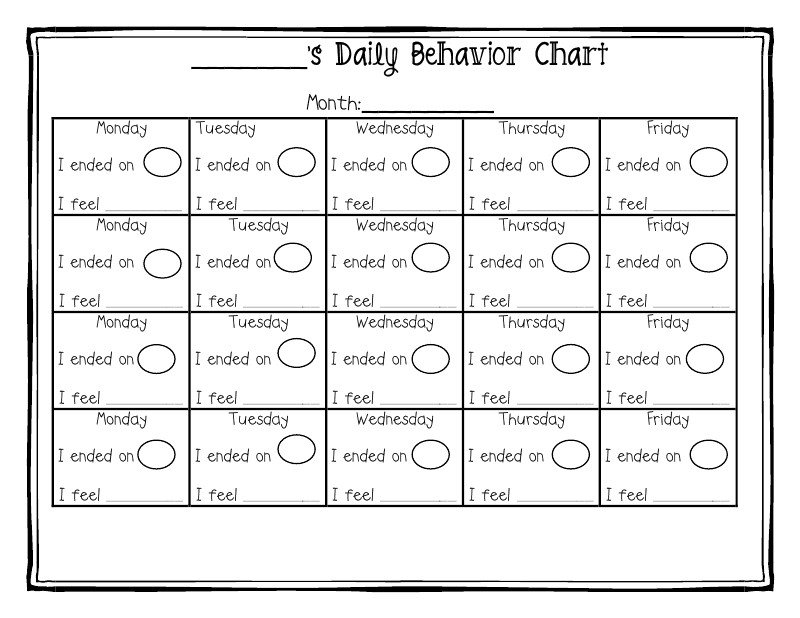 Daily Behavior Chart Template August 2011 Queen Of the First Grade Jungle