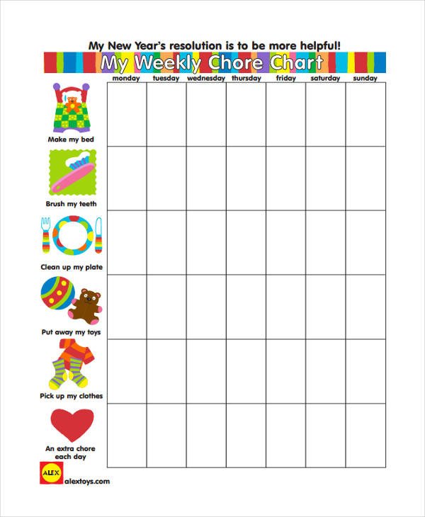 Daily Chore Chart Template 9 Chore Chart Templates In Pdf