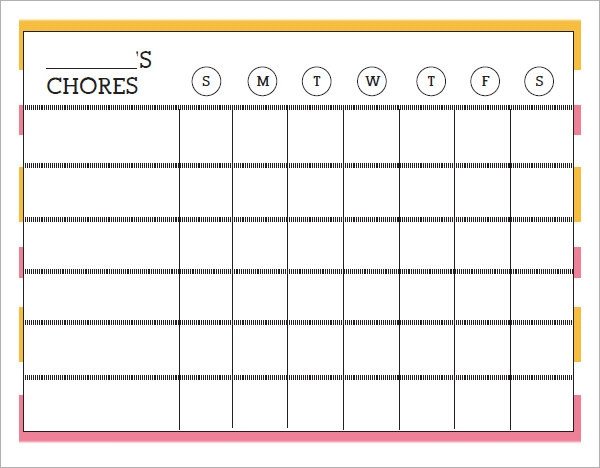 Daily Chore Chart Template Sample Chore Chart 9 Documents In Word Excel Pdf