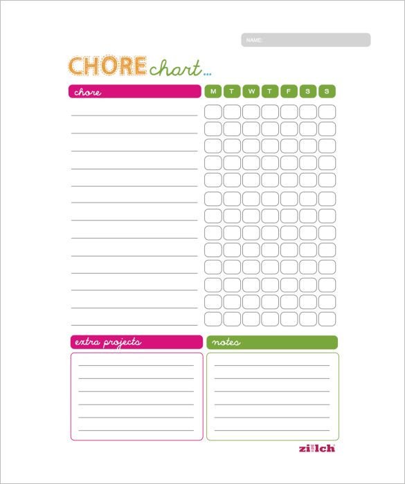 Daily Chore Chart Template Weekly Chore Chart Template 11 Free Word Excel Pdf