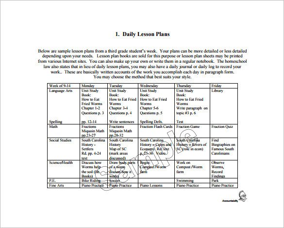 Daily Lesson Plan Template Pdf Daily Lesson Plan Template 10 Free Word Excel Pdf