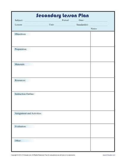 Daily Lesson Plan Template Pdf Daily Lesson Plan Template with Subject Grid Secondary