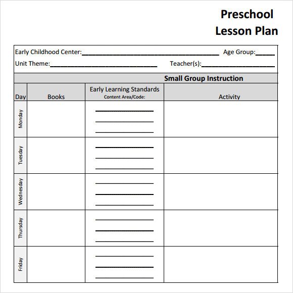 Daily Lesson Plan Template Pdf Sample Preschool Lesson Plan 10 Pdf Word formats