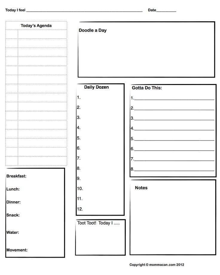 Daily Meal Plan Template Free Printable Daily Agenda with Doodle Spot and Daily