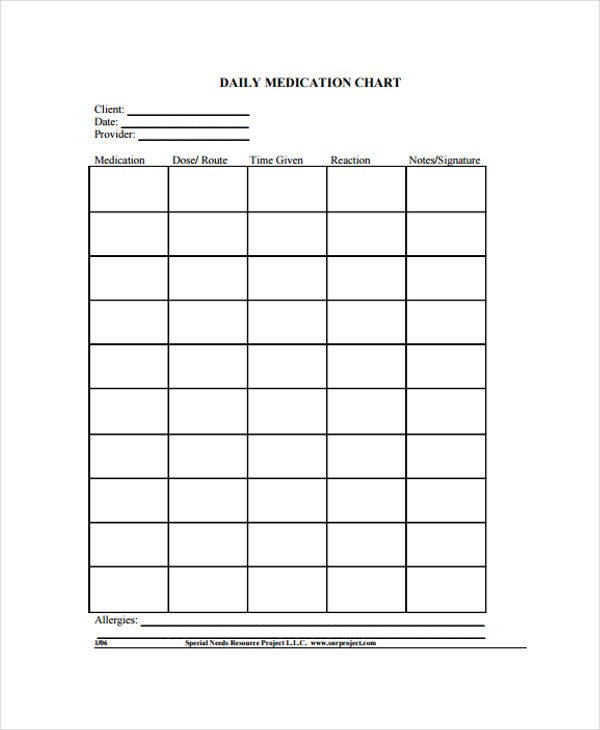 Daily Medication Schedule Template Time Chart Templates 8 Free Word Pdf format Download