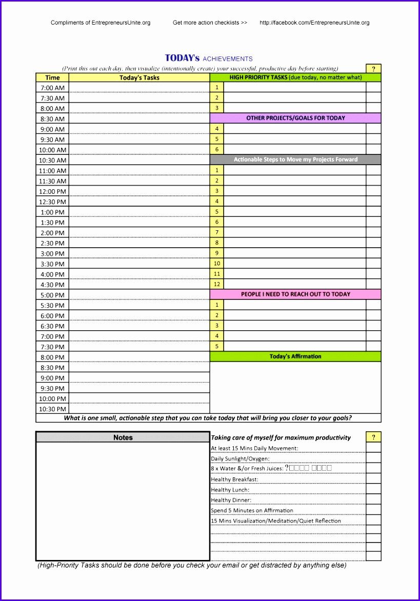 Daily Planner Template Excel 10 Excel Daily Planner Template Exceltemplates