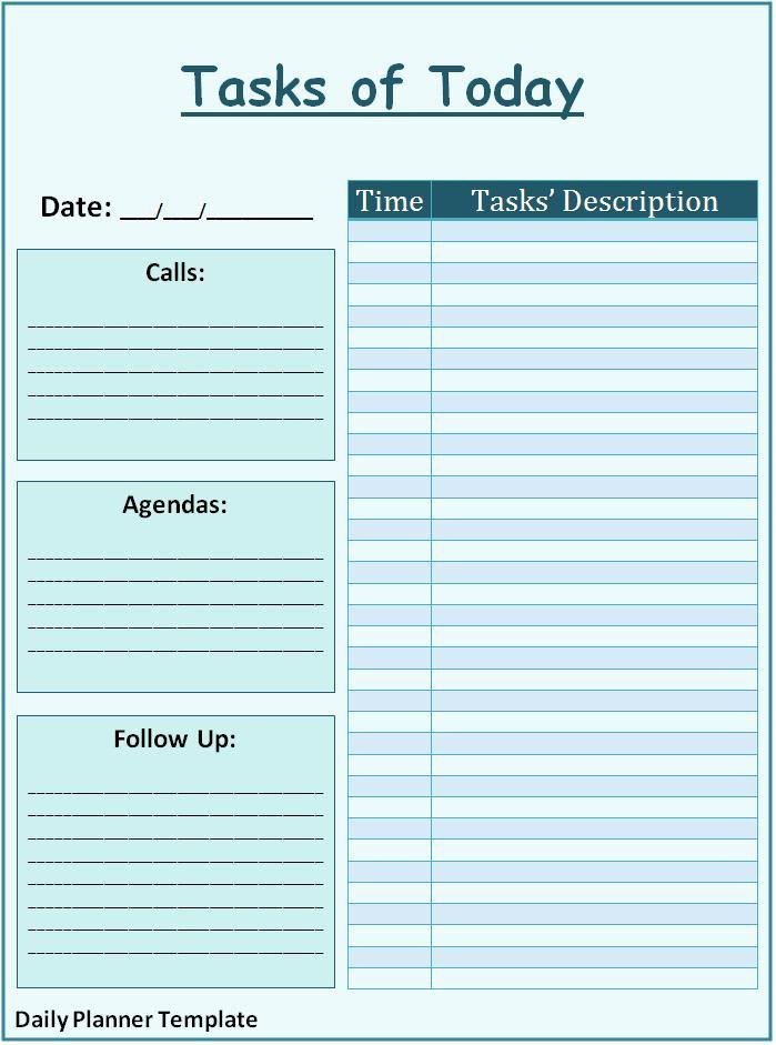Daily Planner Template Excel Daily Schedule Template Word
