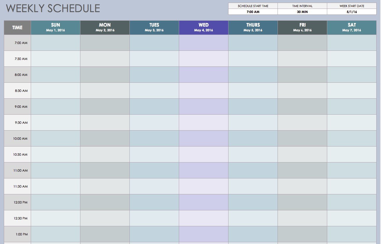 Daily Planner Template Excel Free Weekly Schedule Templates for Excel Smartsheet