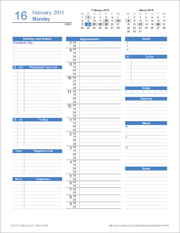 Daily Planner Template Excel Ultimate Personal Planner Template for Excel