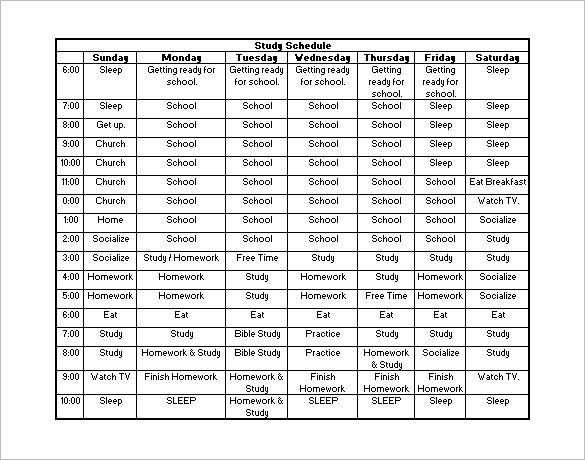 Daily Routine Schedule Template 19 Study Schedule Templates Pdf Docs
