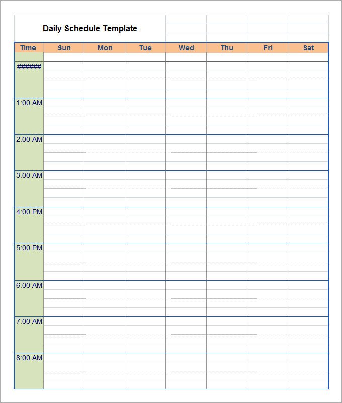 Daily Routine Schedule Template Daily Schedule Template 37 Free Word Excel Pdf