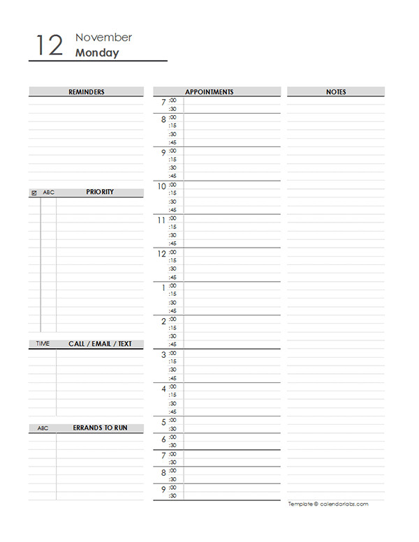 Daily Schedule Planner Template Daily Schedule Planner Template Free Printable Templates