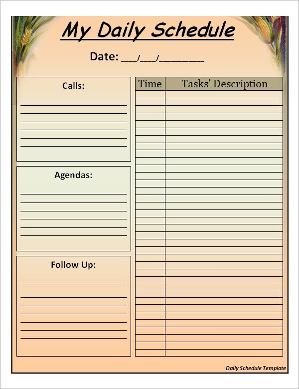 Daily Schedule Planner Template Sample Printable Daily Schedule Template 17 Free