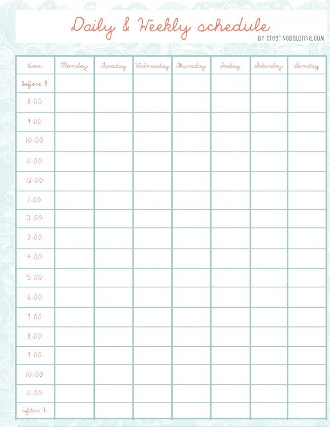 Daily Schedule Template Printable 25 Best Ideas About Daily Schedule Template On Pinterest