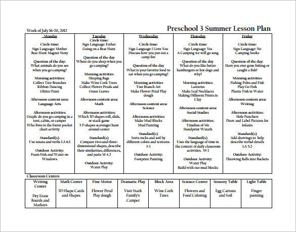 Daycare Lesson Plan Template 21 Preschool Lesson Plan Templates Doc Pdf Excel