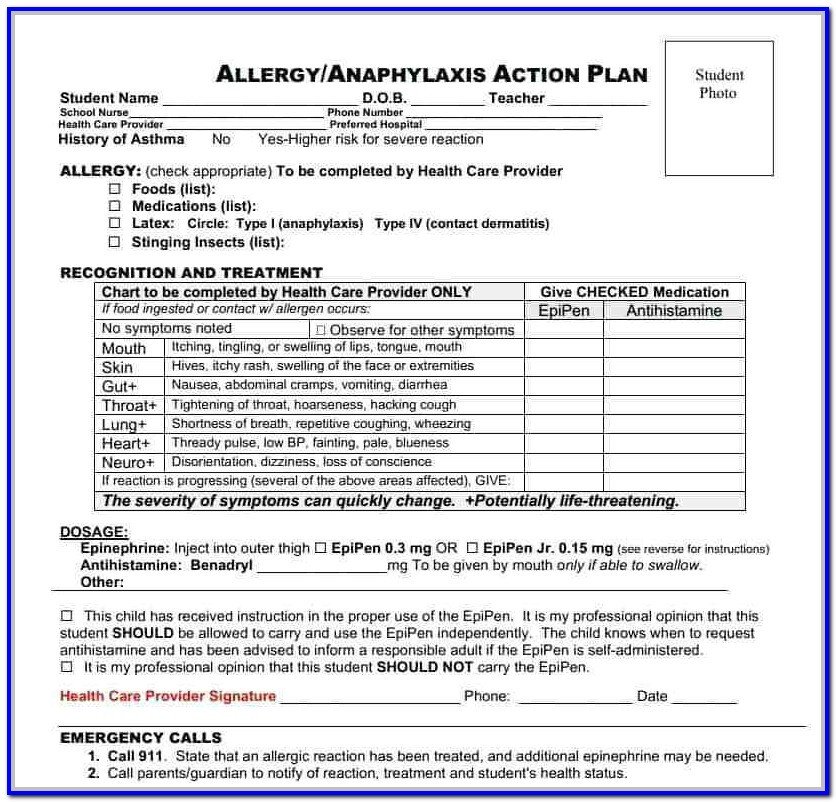 Db450 form Part C asthma Action Plan form for School Nyc form Resume