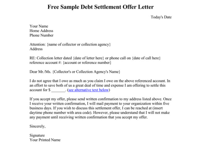 Debt Settlement Agreement Template Debt Letter Template 10 Samples for Word Pdf
