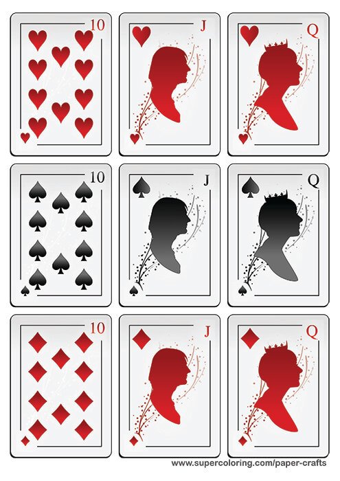 Deck Of Cards Template Deck Of Playing Cards with Silhouettes Printable Template